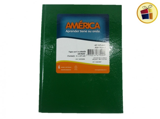 CUADERNO AMERICA X42HJS T/CARTON VERDE (675204/675209)