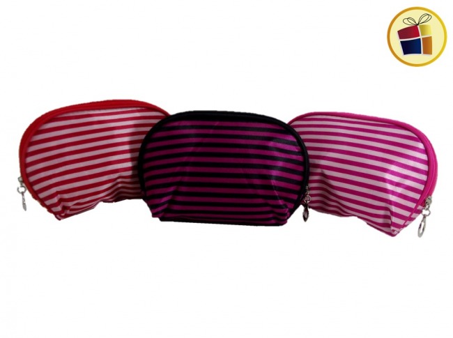 (OFERTA FINAL)PORTA COSMETICO OVAL TELA RAYADO CH (28560) 