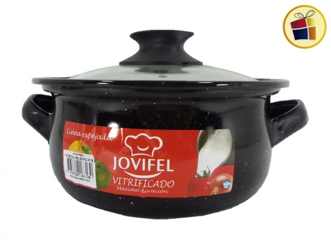 CACEROLA ENLOZADA TAPA DE VIDRIO N°18 JOVIFEL (1681/3/168130)