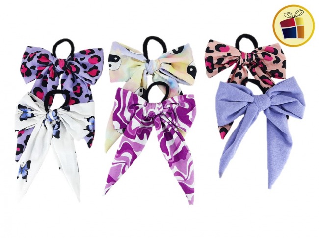 GOGO MOÑO DOBLE GRANDE CON COLA ESTAMPADO Y LISO (33596)