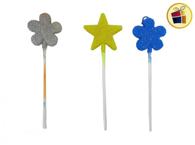 VELA C/BRILLO ESTRELLA/CORAZON/FLOR (63437) COTILLON FANTASIA