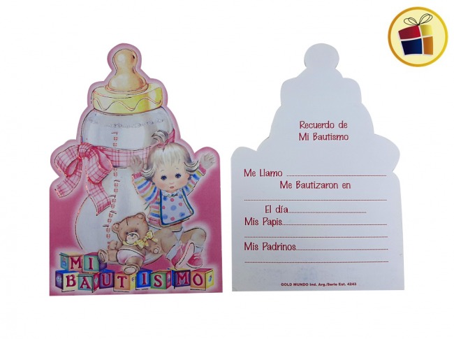 ESTAMPA BAUTISMO MAMADERA NENA X10 (24243/70394) GOLD MUNDO