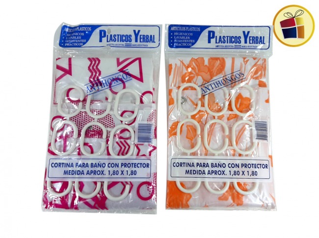 CORTINA PARA BAÑO CON PROTECTOR 180X180CM PERKUL (450091/2202)