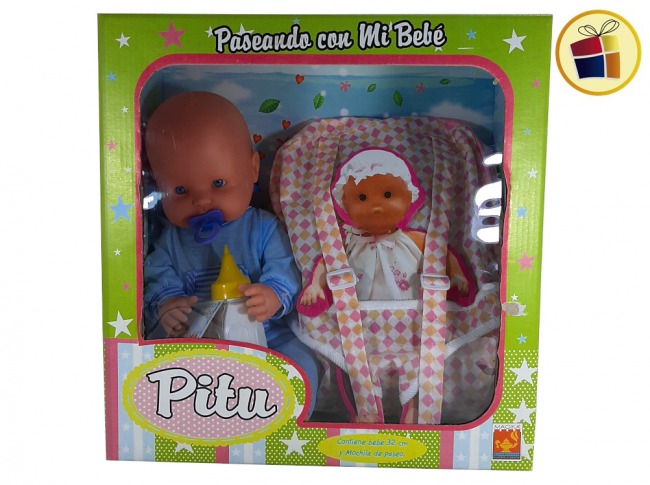 O.F"BEBOTE PITU CON MOCHILA DE PASEO Y BIBERON EN CAJA MAGIKA (BC-8001/321128) 