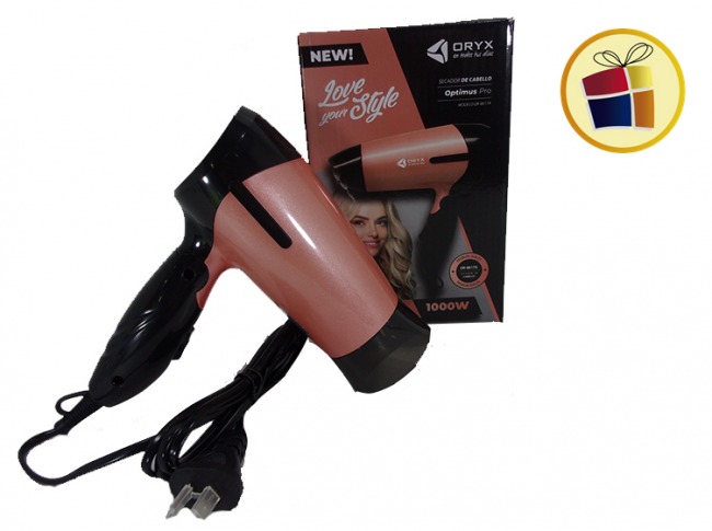 SECADOR DE CABELLO CHICO 1000W MANGO PLEGABLE ORYX (10782/8617A)