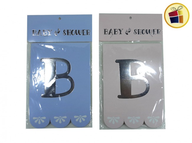(P.ST.C1.C2.F.B.RCIA.VA.)BANDERIN BABY SHOWER ROSA/CELESTE PASTEL (04794/3348-33/32)GOLD MUNDO