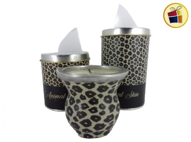 SET DE MATE VIDRIO CON 2 VERTEDOR LATA FORRADO EN ECOCUERO 10Y15CM MATE FABI (731/111100)