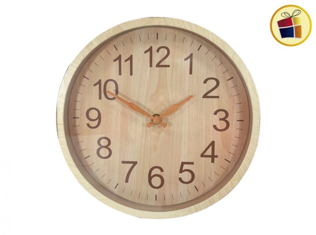 RELOJ PARED REDONDO SIMIL MADERA 25CM POKA (CA3861/059287)