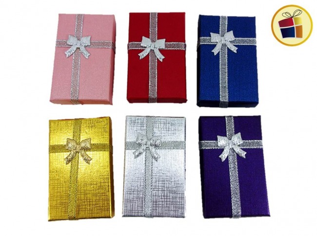 CAJA REGALO MEDIANA RECTANGULAR LISA CON MOÑO (CV) (17041)