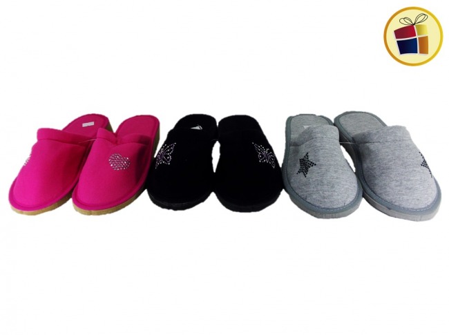 (30%)PANTUFLA PARA DAMA LISA CON APLIQUE STRASS (29518/804-2)
